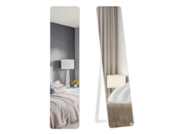 Espelho de Parede Retangular com Pés e Decoração Madeira 37x43x156 Cm Branco S/MARCA