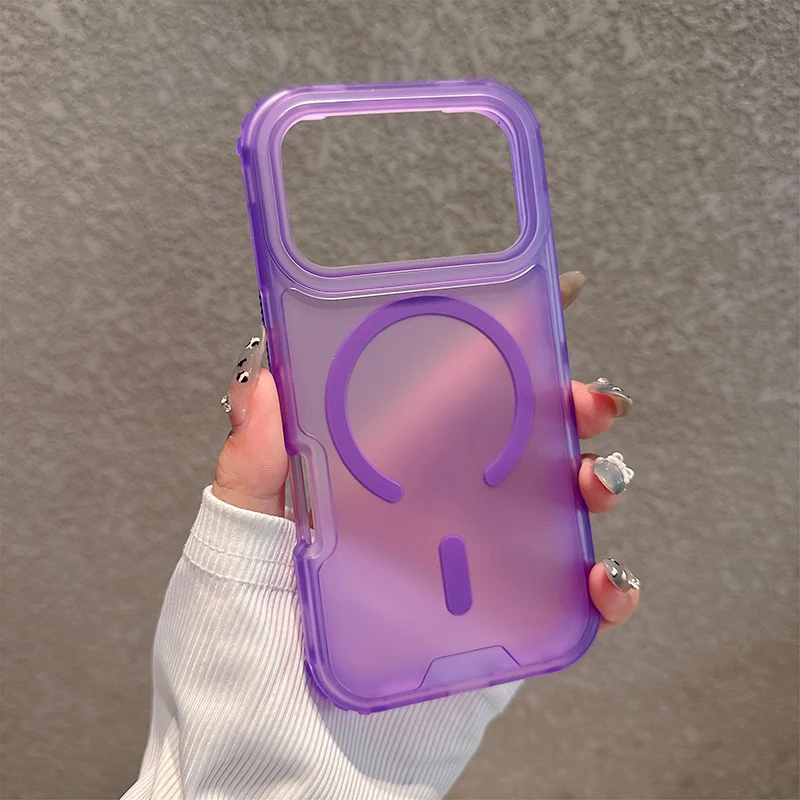 Capa Transparente Para Celular Com Carregamento Sem Fio Magnético (roxa) Para Iphone 17 Pro, Resistente A Impactos 3 Em 1.
