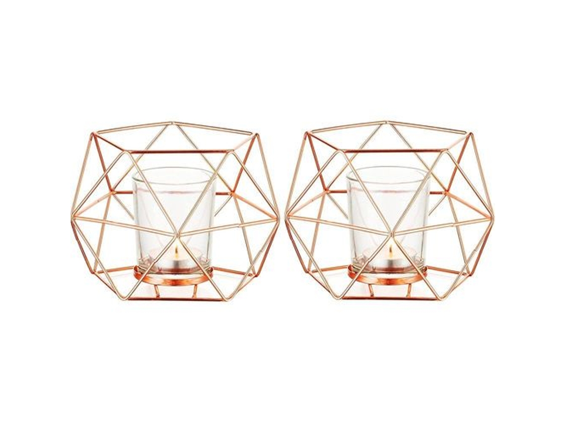 Castiçal de Metal para Velas Conjunto de 2 Velas Geométricas BRILVIBERA
