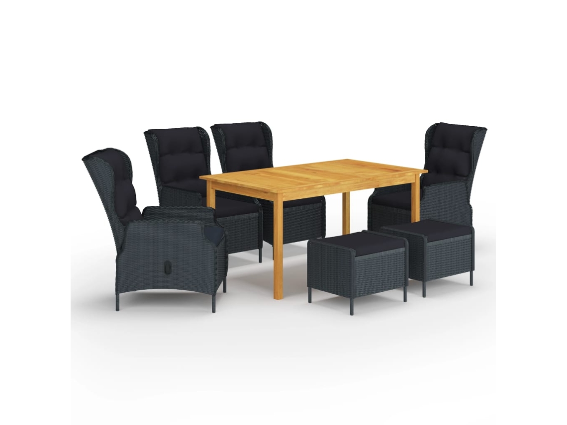 Vidaxl 7 Pcs Conjunto De Jantar Para Jardim Cinzento-escuro