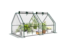 Estufa Com Janela De Zíper, Estufa De Plástico Resistente Ao Inverno Em Aço 180 X 90 X 90 Cm Transparente