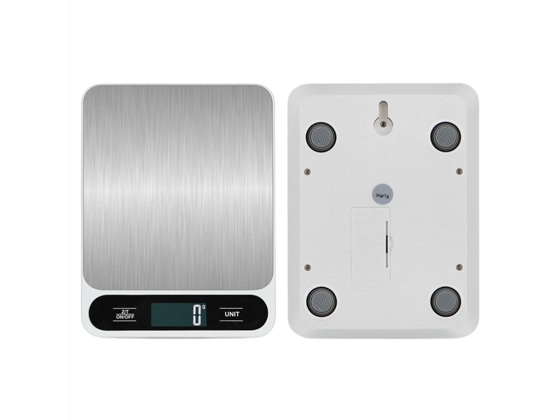 Balança Eletrônica para Comidas de Cozinha e Padaria, Branca, 10kg/1g, com Pilhas ZSANFS