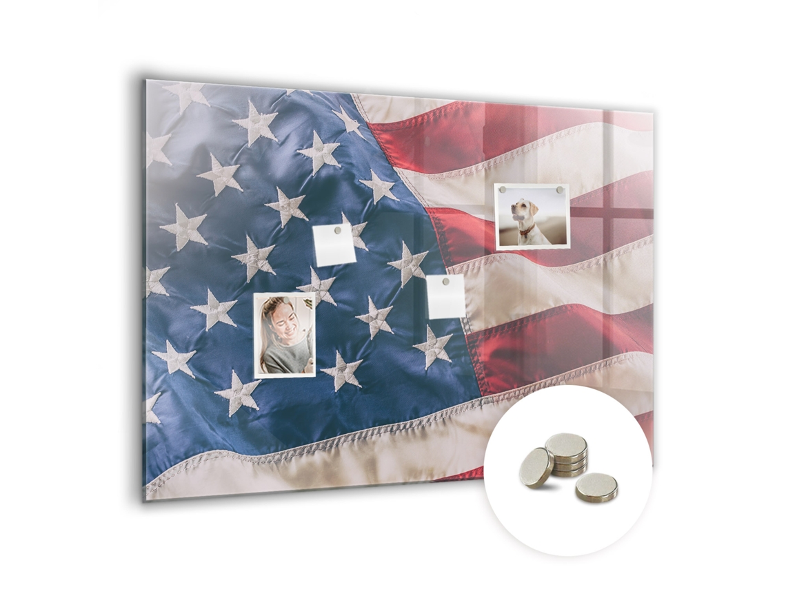 Quadro Magnético De Parede Bandeira Americana Para O Quarto Das Crianças Espelharte (100x70 Cm)
