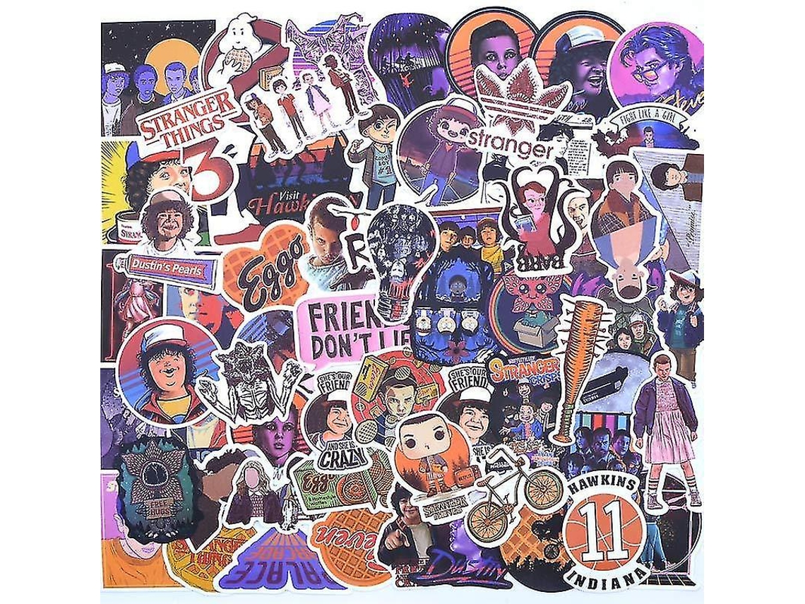 Pacote Com 100 Adesivos De Stranger Things Brilvibera