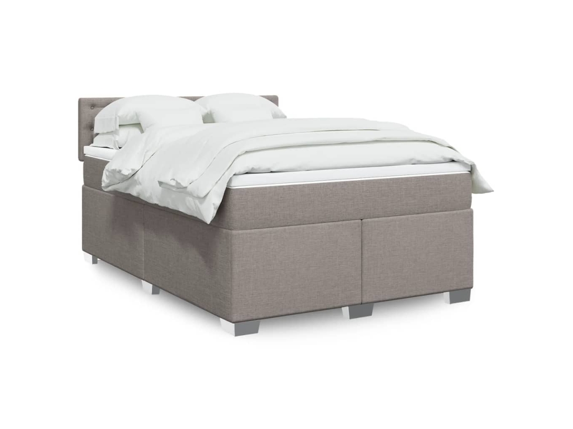 Vidaxl Cama com Molas/colchão 140x190 Cm Tecido Castanho acinzentado