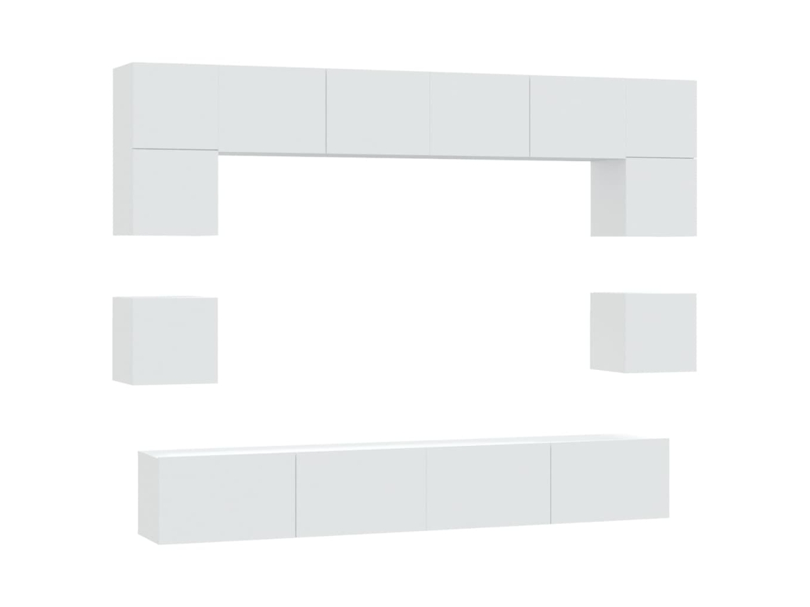 Conjunto de TV 8 Peças Madeira Processada Branco MAISON EXCLUSIVE
