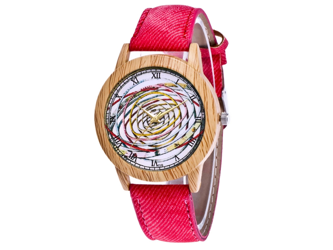 Relógio de casal Zhoulianfa Quartz com pulseira de lona e mostrador redondo (vermelho)