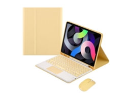 Capa de Teclado Bluetooth para Ipad 9 10.2 Rato e Tampa Redonda Sensível Ao Toque ,português, Amarelo XIAOMOYU