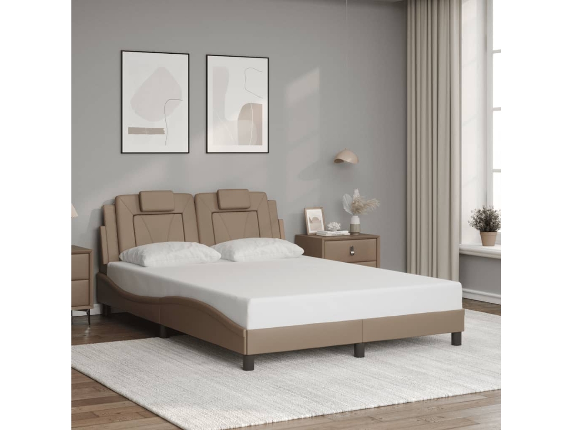 Estrutura Cama Cabeceira 120x200 Cm Couro Artificial Cappuccino