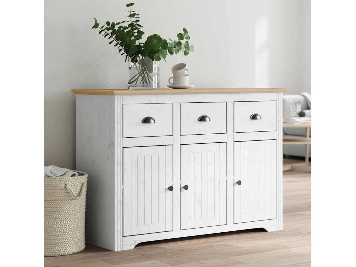Vidaxl Aparador Bodo 115,5x44x80 Cm Pinho Maciço Branco E Castanho