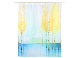 Cortina de Chuveiro À Prova de Água e Mofo Padrão de Árvores Pequenas com Ganchos 180x180cm Decor Banheiro