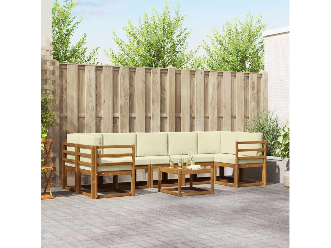 Vidaxl Conjunto De Sofás Para Exterior 8 Pcs Natural E Creme