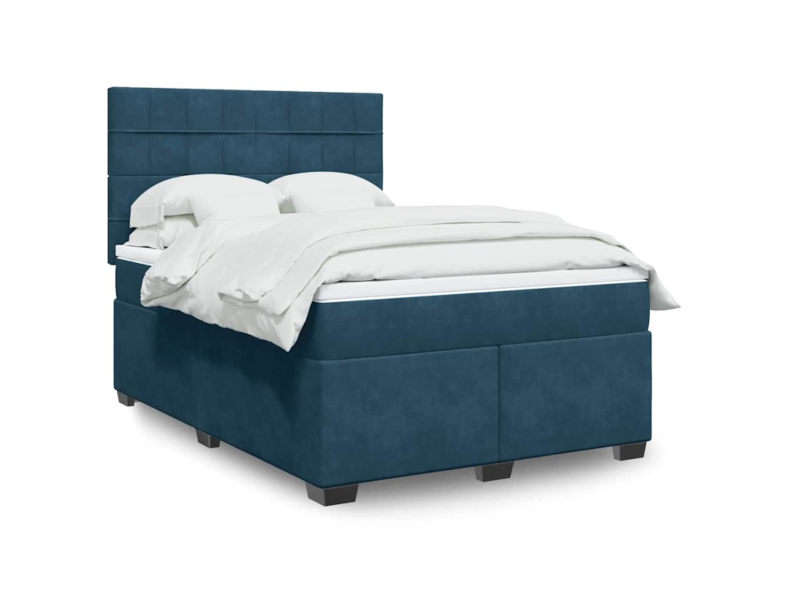 Vidaxl Cama Com Molas/colchão 160x200 Cm Veludo Azul