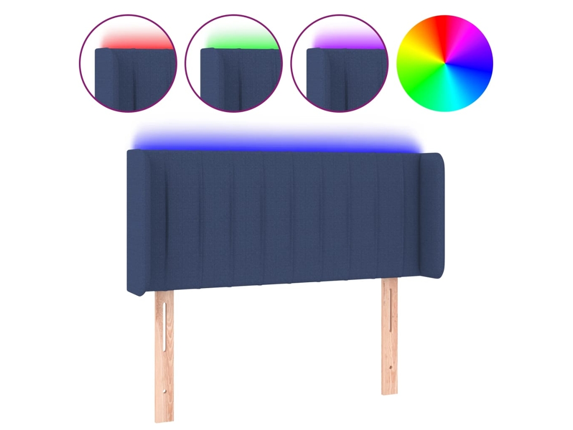 Led Headboard, Led Headboards Vidaxl Azul Tecido (103 X 16 X 78/88 Cm)