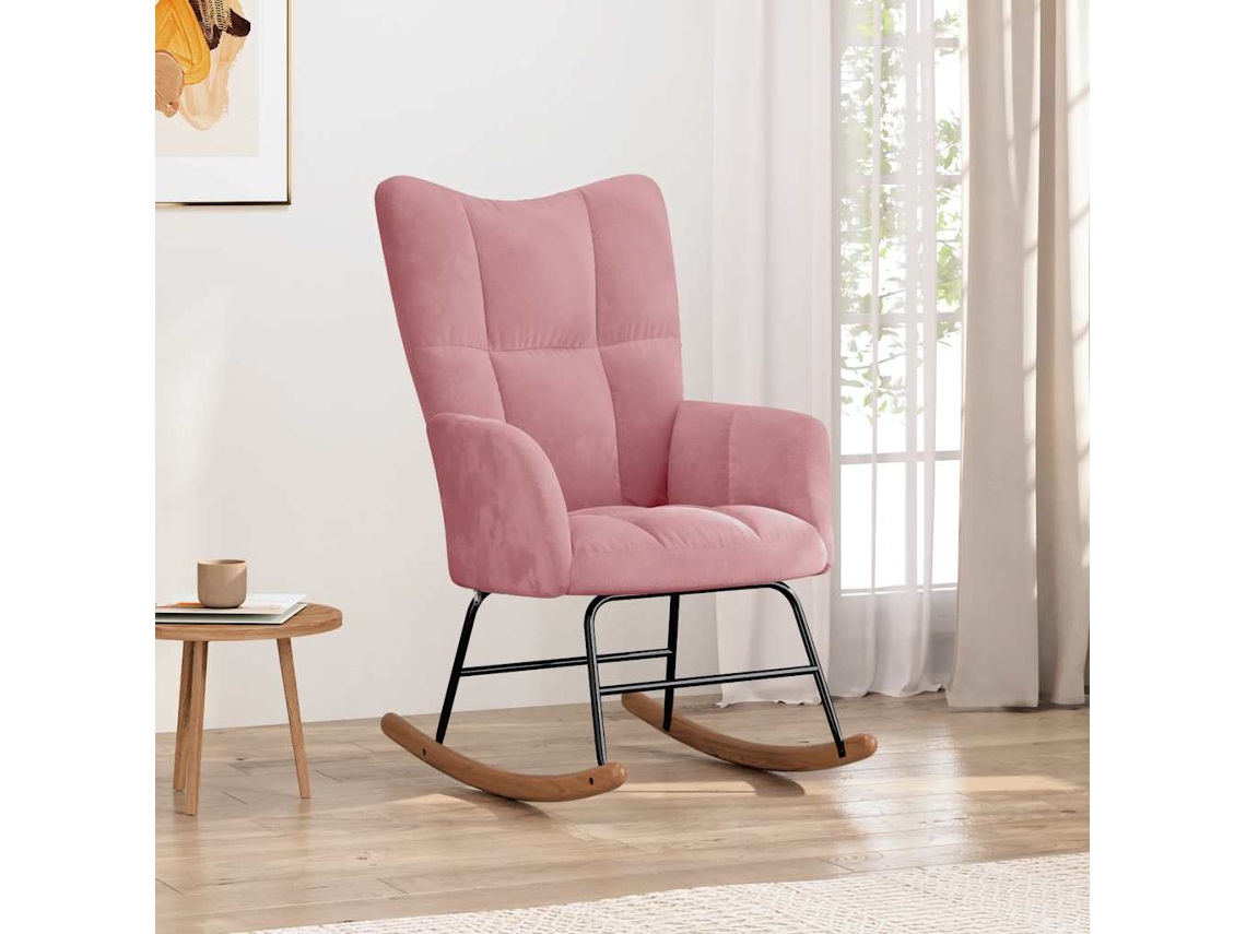 Vidaxl Cadeira De Baloiço Veludo Rosa