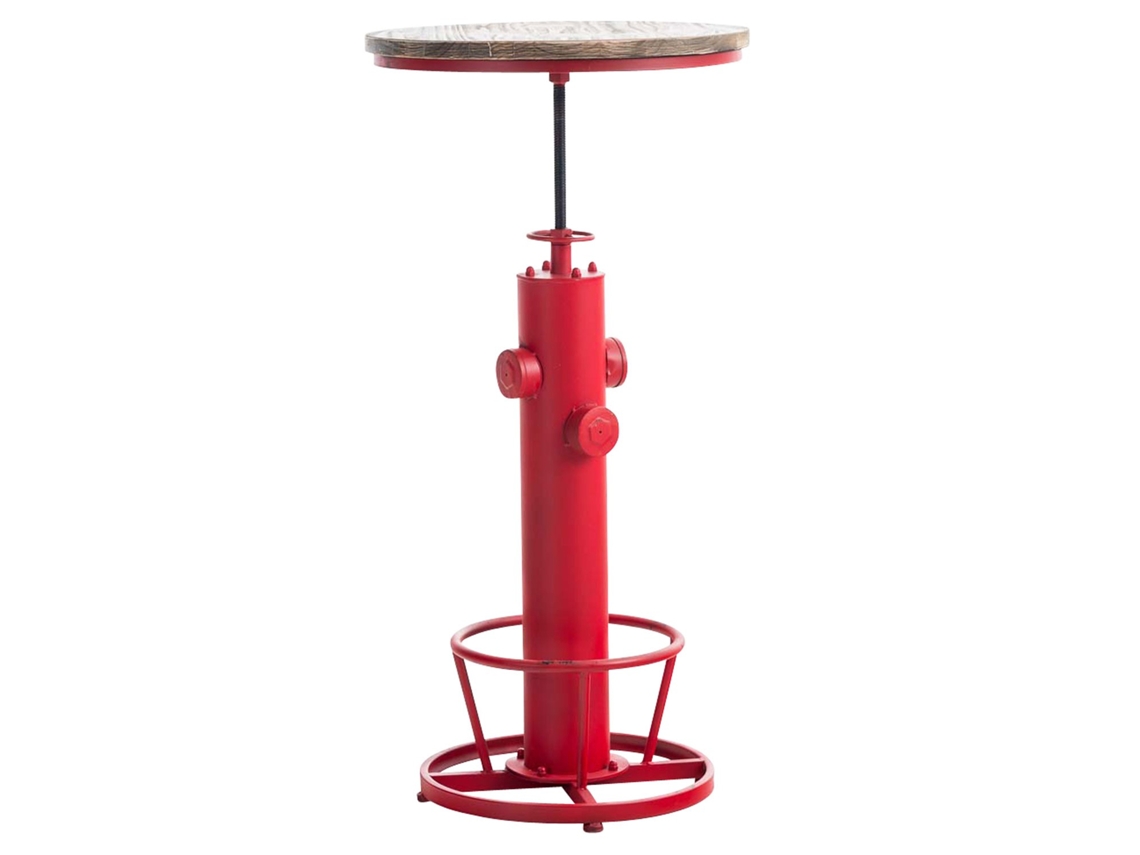 Mesa Alta Estilo Industrial com Altura Ajustável Tabuleiro em Madeira e Metal Vermelho Apoio para Pés Tab10023 MOBIKASA