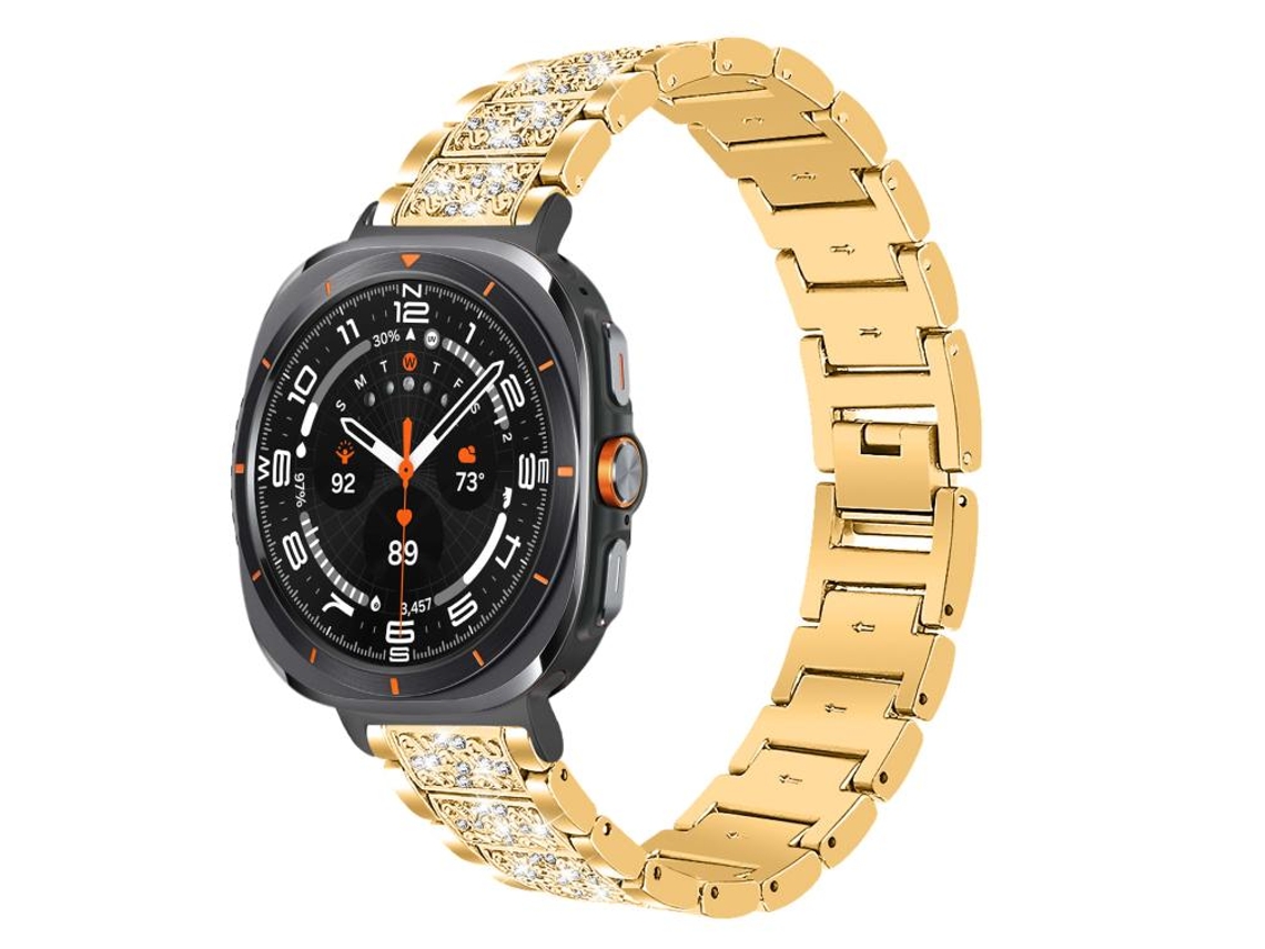 Bracelete Para Samsung Galaxy Watch Ultra - Aço Inoxidável Com Joias De Diamante (47mm) - Dourada
