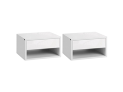 Conjunto 2 Mesas Cabeceira Flutuantes Gaveta Compacta Branco