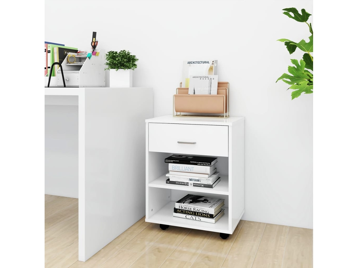 Vidaxl Móvel Com Rodas 46x36x59 Cm Derivados De Madeira Branco