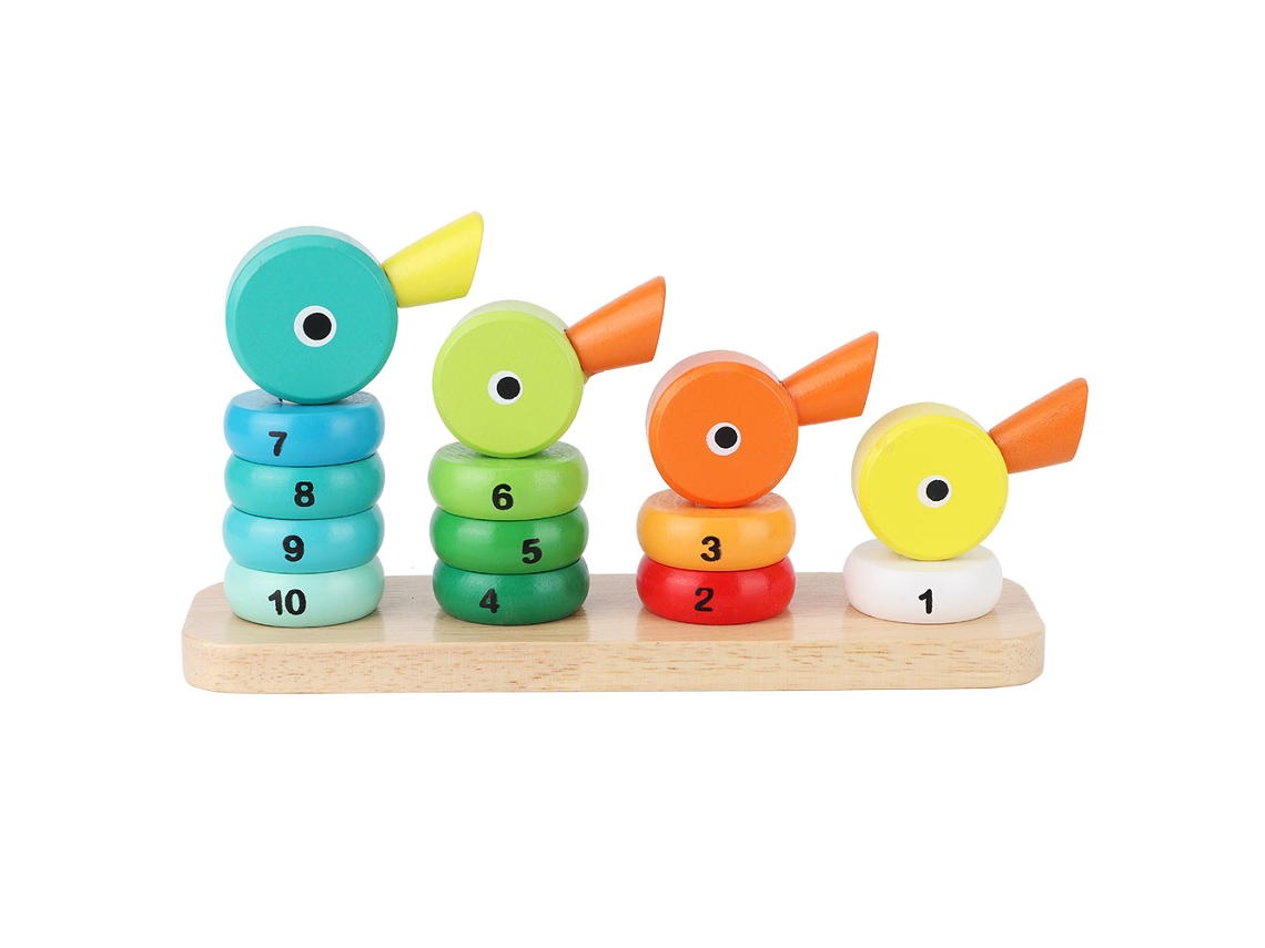 Mali brinquedo de Madeira Empilhamento Anéis Pato Cute para Crianças 3 6 Anos Educação Matemática