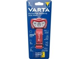 Frontal-VARTA-Outdoor Sports H20 Pro-200Lm-Regulável-Ipx4-Led Vermelho-3 Modos de Luz-Luz Branca e Vermelha-3 Pilhas Aaa Incluídas