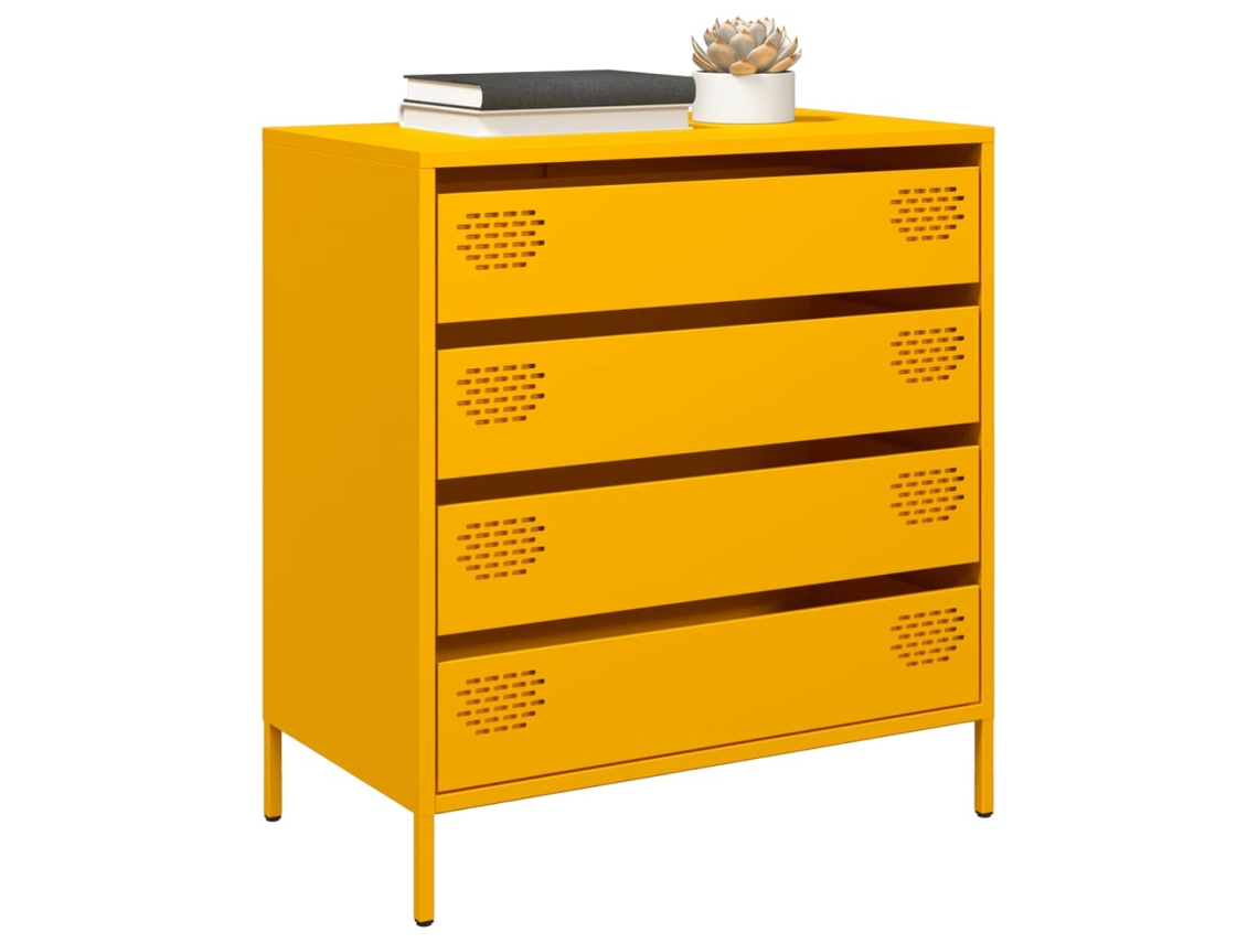 Vidaxl Aparador 68x39x73,5 Cm Aço Laminado A Frio Amarelo Mostarda