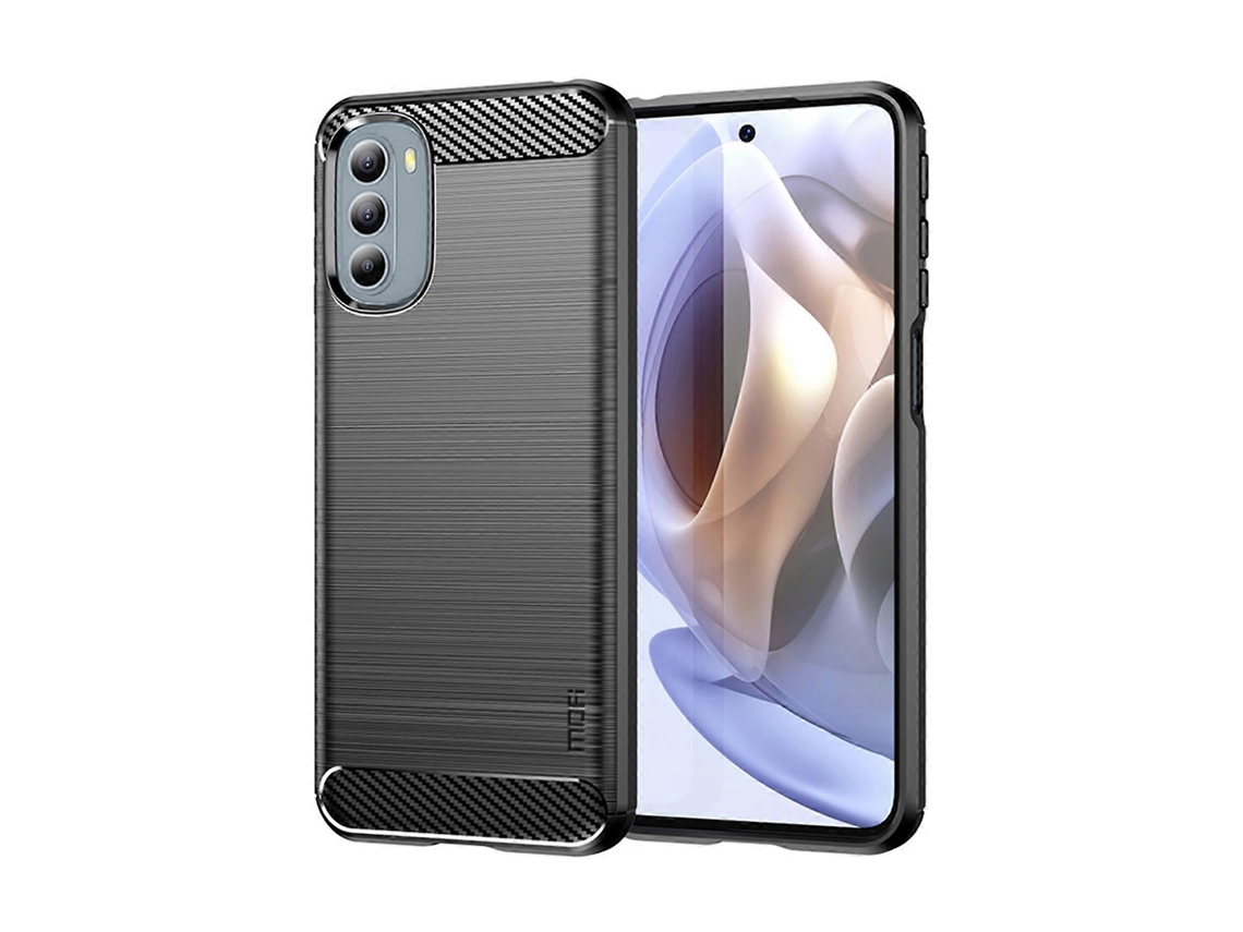 Capa Para Celular Motorola Moto G31/g41 Mofi Gentleness Series Com Textura Escovada Em Fibra De Carbono Tpu