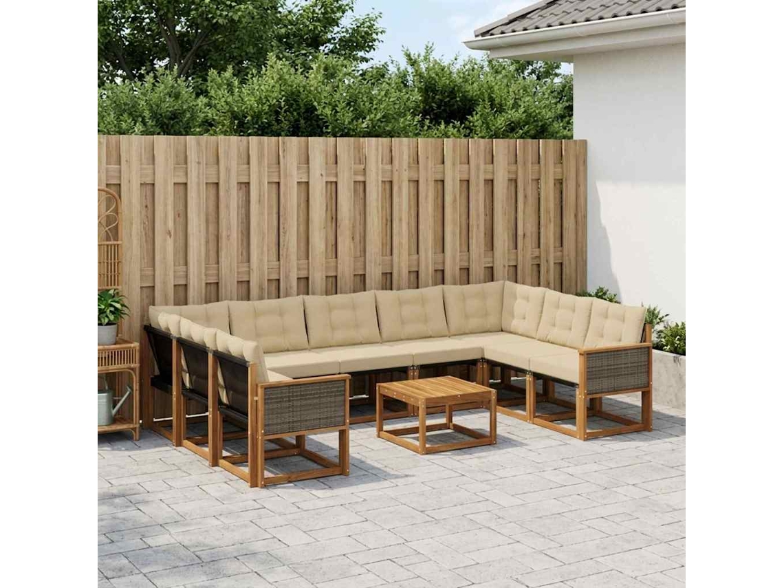 Vidaxl Conjunto De Sofás Para Exterior 10 Pcs Natural E Bege