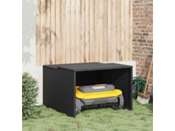 Vidaxl Garagem Para Cortador De Relva 86x90x52/57 Cm Vime Pe Preto