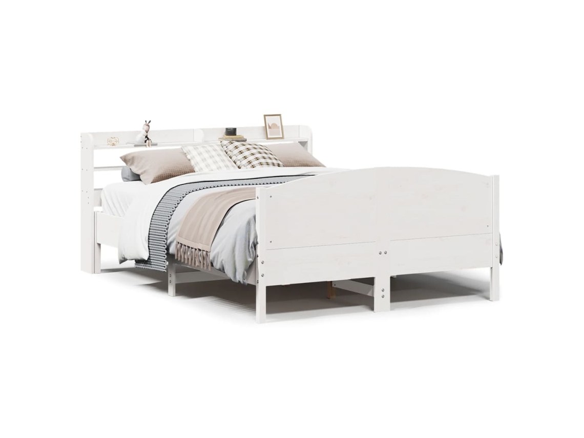 Cama Sem Colchão 160x200 cm Madeira de Pinho Maciça Branco MAISON EXCLUSIVE