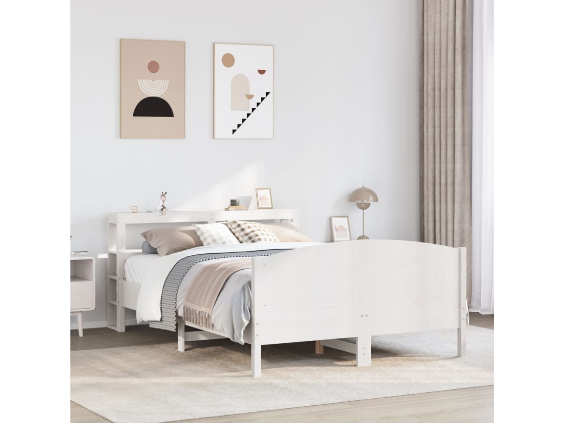 Vidaxl Cama Sem Colchão 120x190 Cm Madeira De Pinho Maciça Branco