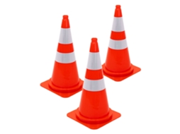 3x Cones De Sinalização Rodoviária Ecd Germany De 75 Cm, Laranja Com 2 Faixas Refletoras