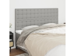 Vidaxl Cabeceira Cinza Claro 160x5x118/128 Cm Tecido