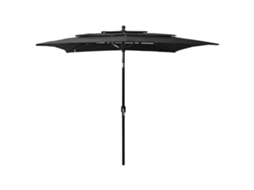 Vidaxl Guarda-sol De Jardim 3 Camadas C/ Poste Alumínio 2,5x2,5m Preto