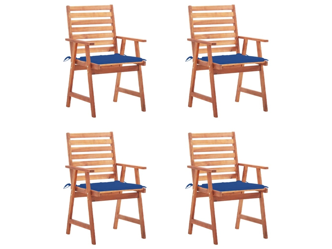 Cadeiras De Jantar P/ Jardim 4 Pcs C/ Almofadões Acácia Maciça Dkd Home Decor