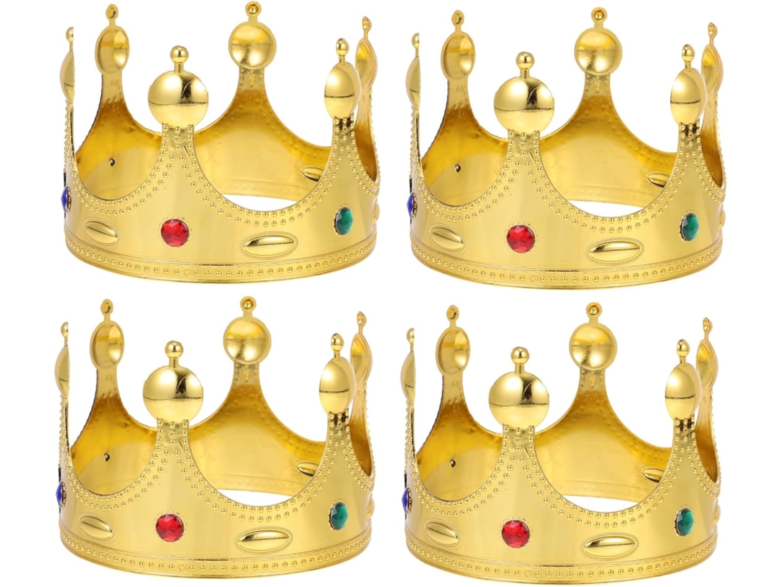 Conjunto De Coroa Para Fantasia De Rei (4 Peças) - Acessórios Para Fantasia De Festa