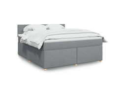 Vidaxl Cama Com Molas/colchão 180x200 Cm Tecido Cinzento-claro