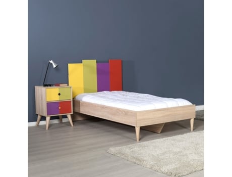Mesa De Cabeceira Arco Íris Multicolor 44x66x44cm Design Moderno Leva Me Contigo