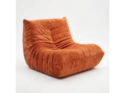 Poltrona 1 Lugar - Puff Com Encosto - Cadeira Preguiçosa - Sem Montagem, Ergonômica - Chenille Laranja 80x100x72 Cm