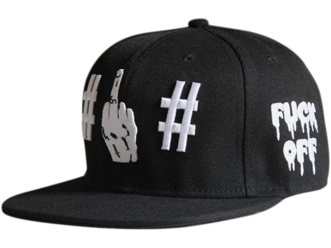 Boné de Beisebol Estilo Caminhoneiro, com Bordado Dedo, Reto, Hip Hop, Hipster Preto 59 Cm, Macio (56 59 Cm)