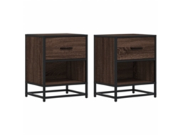 Bedside Cabinet, Bedside Cabinets Vidaxl Marrom Madeira Processada (n/a)