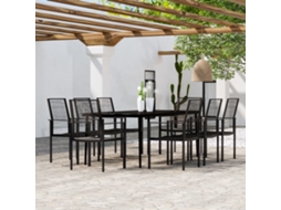 Vidaxl 9 Pcs Conjunto De Jantar Para Jardim Preto