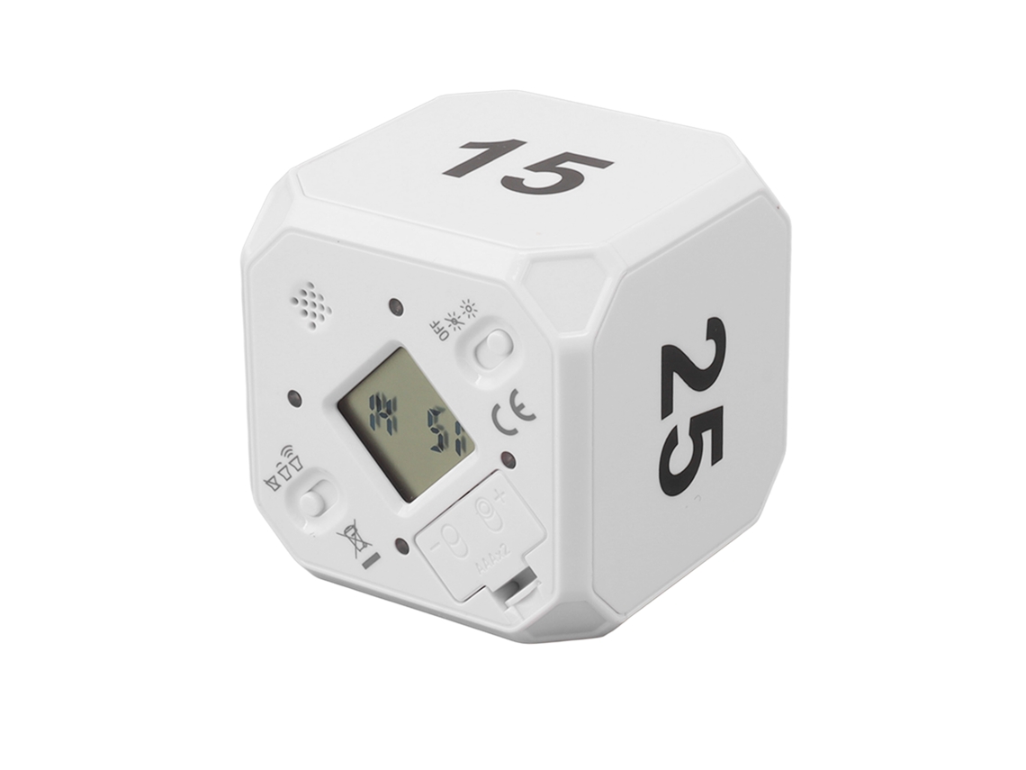 Cronômetro de Cozinha Portátil Cubo Flip Modos Ajustáveis 5 45 Minuto Branco Silencioso