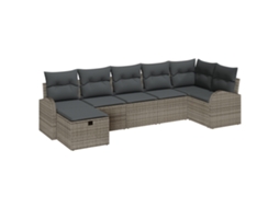 Conjunto 7 Móveis De Jardim Vidaxl Cinzento Vime Pe (289 X 124 X 85 Cm)