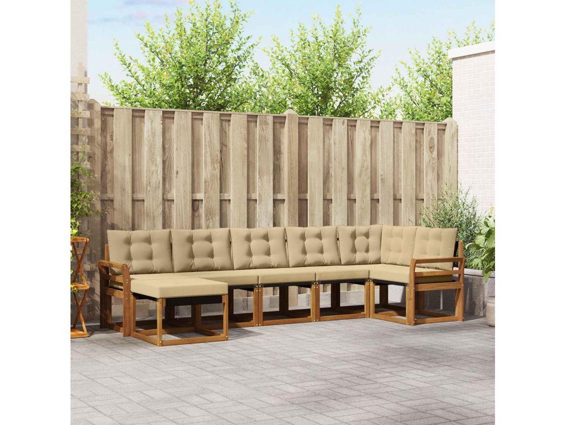 Vidaxl Conjunto De Sofás Para Exterior 7 Unid. Natural E Bege