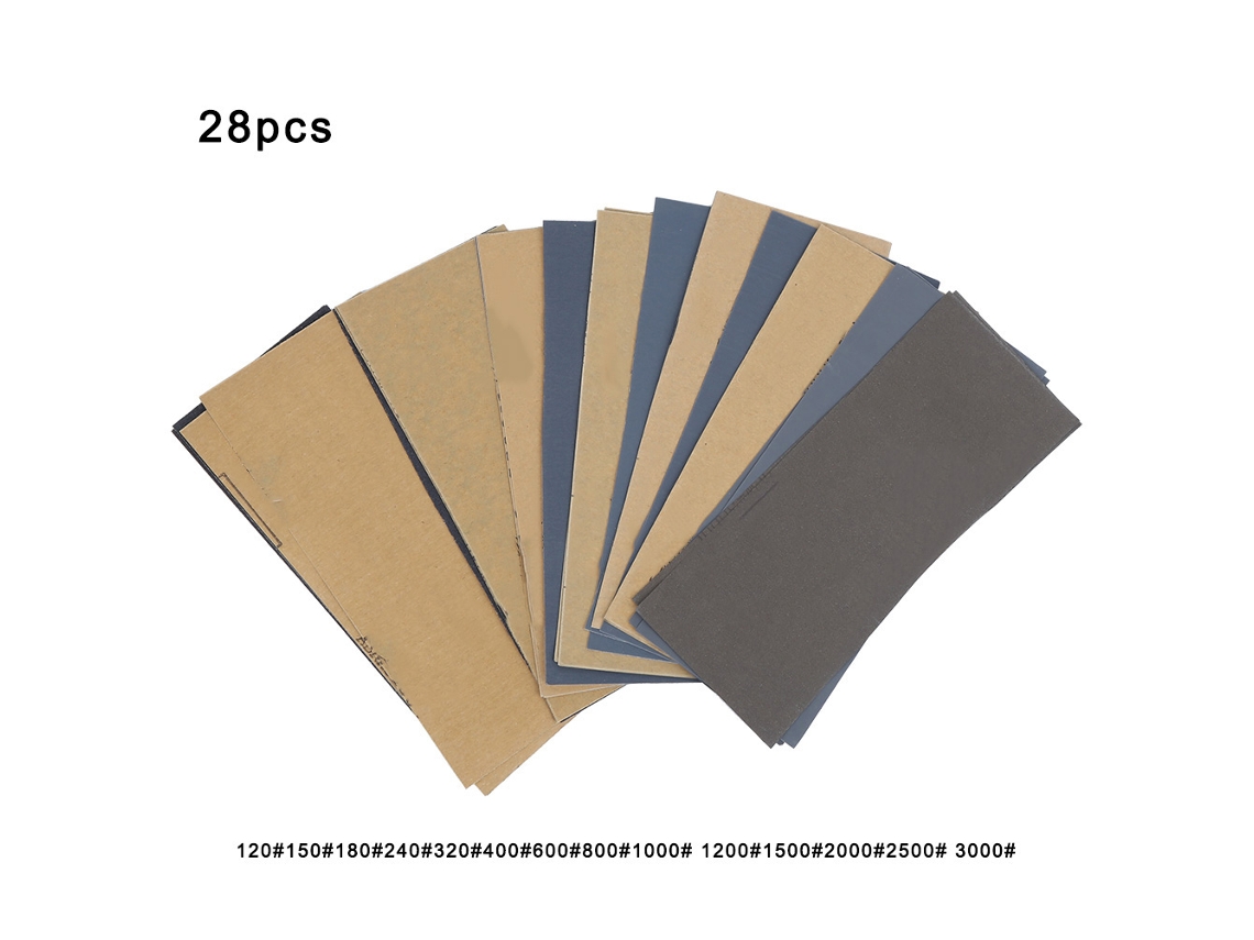 Conjunto De 28 Folhas De Lixa De Grão 120 A 3000 Para Polimento E Desbaste Aquaforge