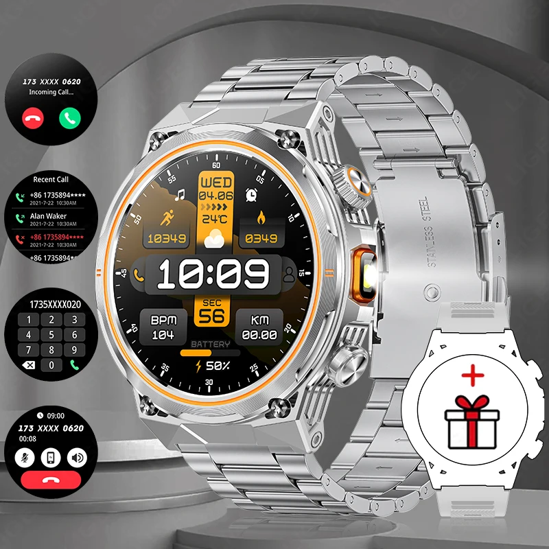 (prata Metálico) Smartwatch Com Bateria De 400mah, Chamadas Sem Fio, Tela Sensível Ao Toque E Monitoramento De Saúde.
