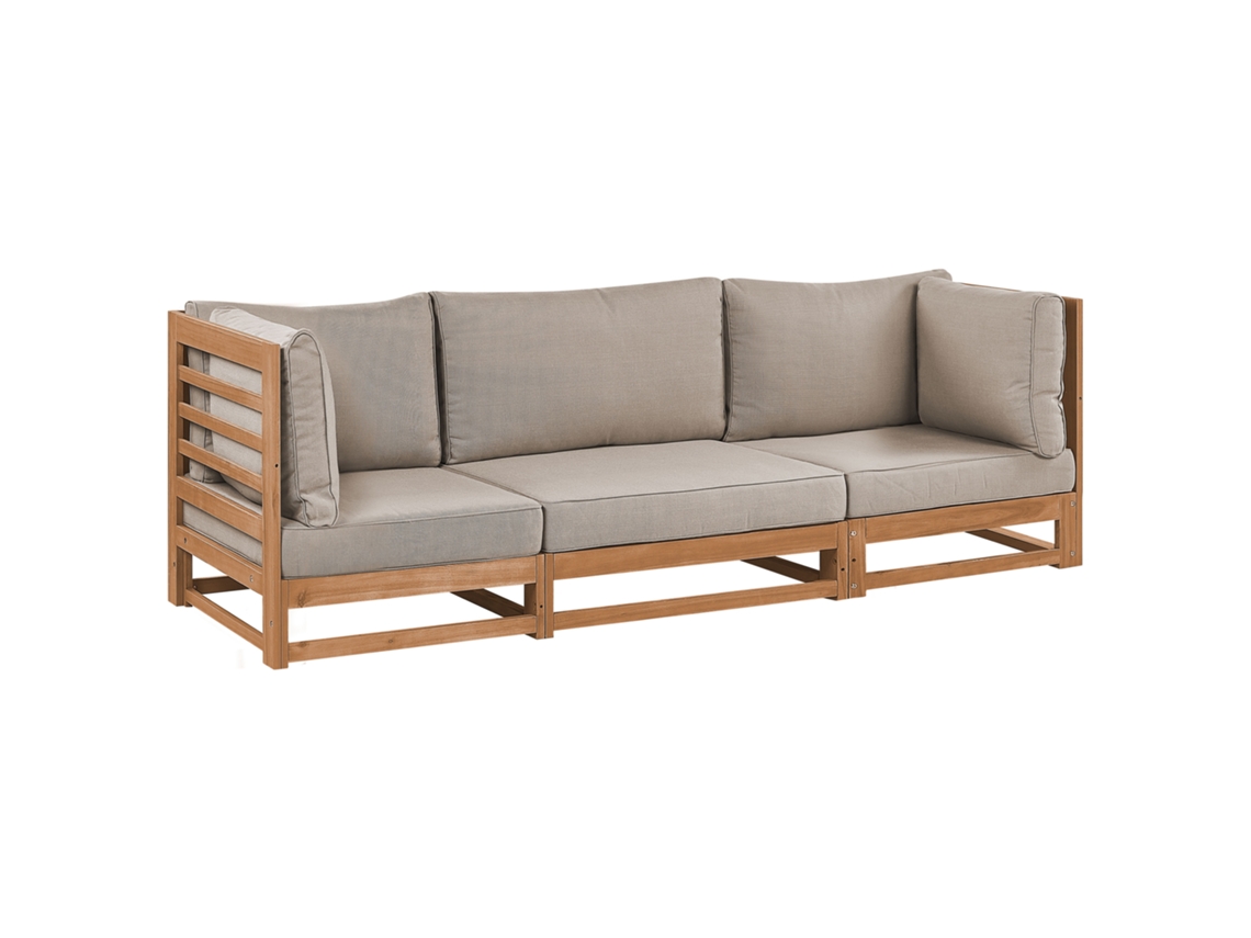 Sofá De 3 Plazas Beliani Trani De Madera De Acacia Certificada Marrón 235x75x72