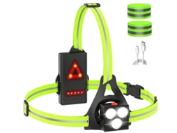 Ipx55 À Prova Dágua Lanterna De Peito Usb Recarregável Led Tocha Com Aviso De Segurança Traseiro Jogging Caminhada Caminhada Cães Preto Yunzii