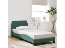 Estrutura De Cama Sem Colchão 80x200 Cm Veludo Verde-escuro